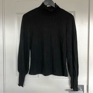 NWOT Essei Black Turtleneck with Ruffle and Eyelet Detail
